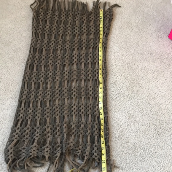 Tan and Taupe Infinity Scarf with Fringe - Picture 12 of 12